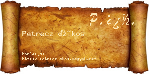 Petrecz Ákos névjegykártya